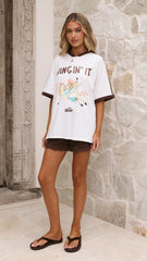 Wingin It Tee - White/Brown