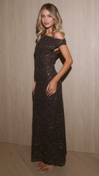 Gigi Sequins Maxi Dress - Chocolate