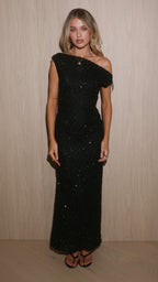 Gigi Sequins Maxi Dress - Black