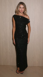Gigi Sequins Maxi Dress - Black
