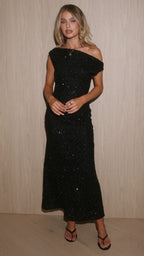 Gigi Sequins Maxi Dress - Black