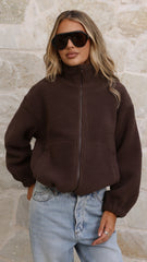 Maisie Teddy Jacket - Chocolate