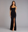 Kaitlin Low Back Slit Mermaid Formal Dress - Black