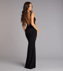 Kaitlin Low Back Slit Mermaid Formal Dress - Black