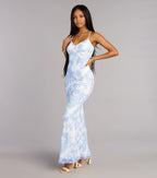 Kassie Beaded Sequin Floral Formal Dress
