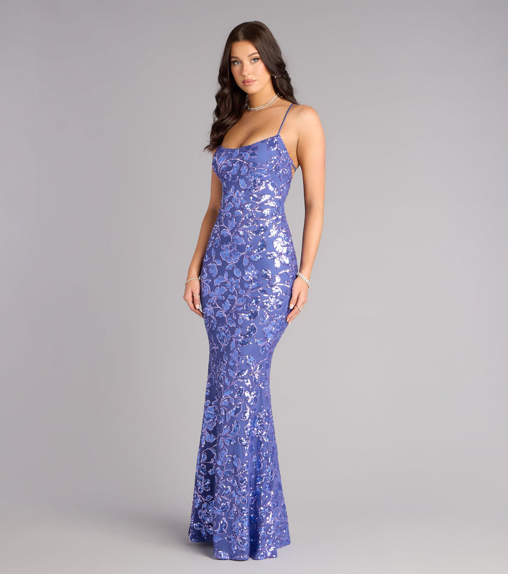 Betty Sequin Strappy Mermaid Formal Dress