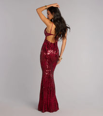 Chandler Strapless Lace-Up Sequin Formal Dress - Red