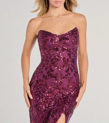 Chandler Strapless Lace-Up Sequin Formal Dress - Plum
