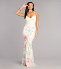Melany Floral Sequin Lace-Up Formal Dress