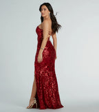 Chandler Strapless Lace-Up Sequin Formal Dress - Red