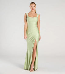 Kaitlin Low Back Slit Mermaid Formal Dress - Sage