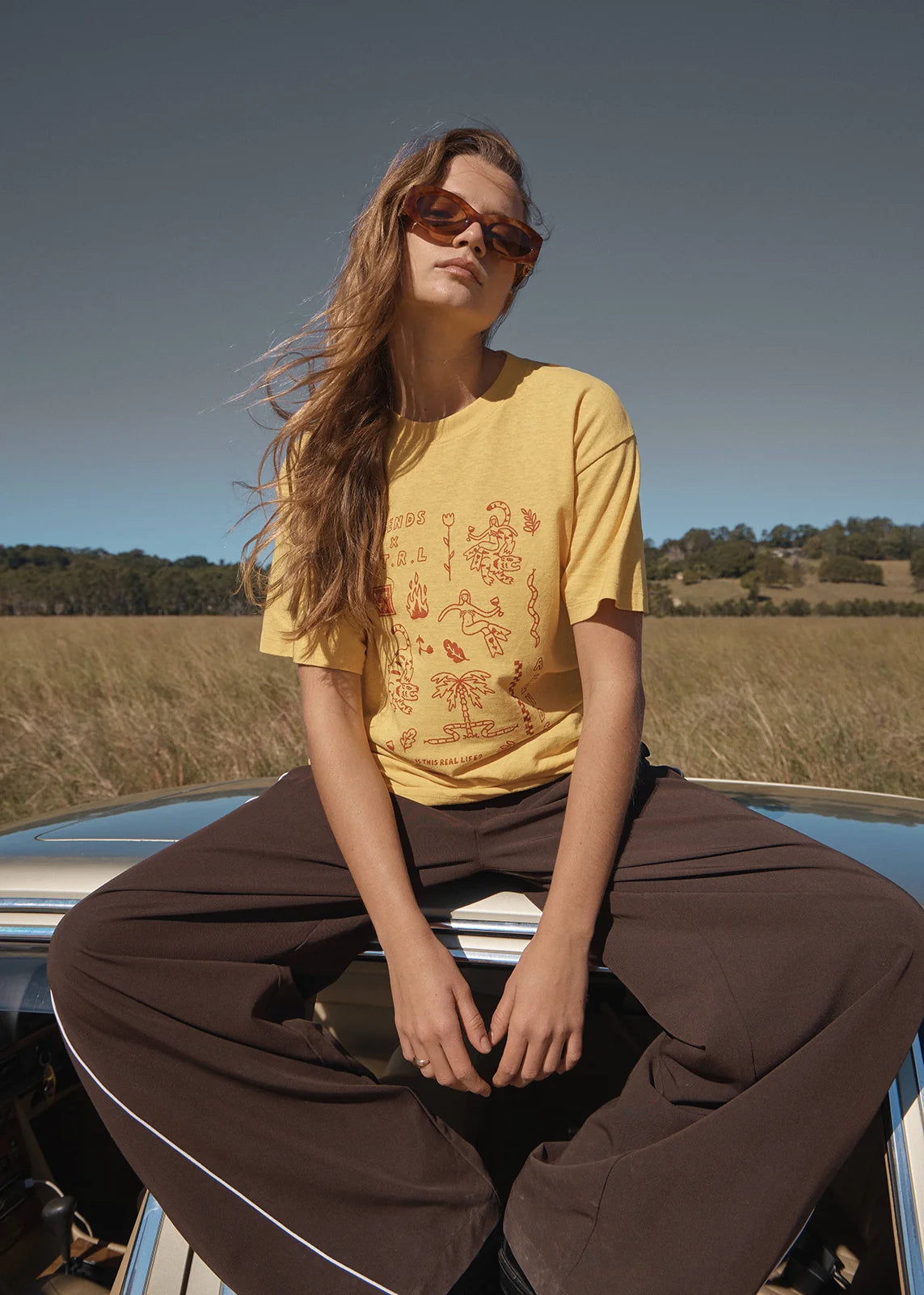 AFENDS Womens Holly - Oversized Tee - Mango