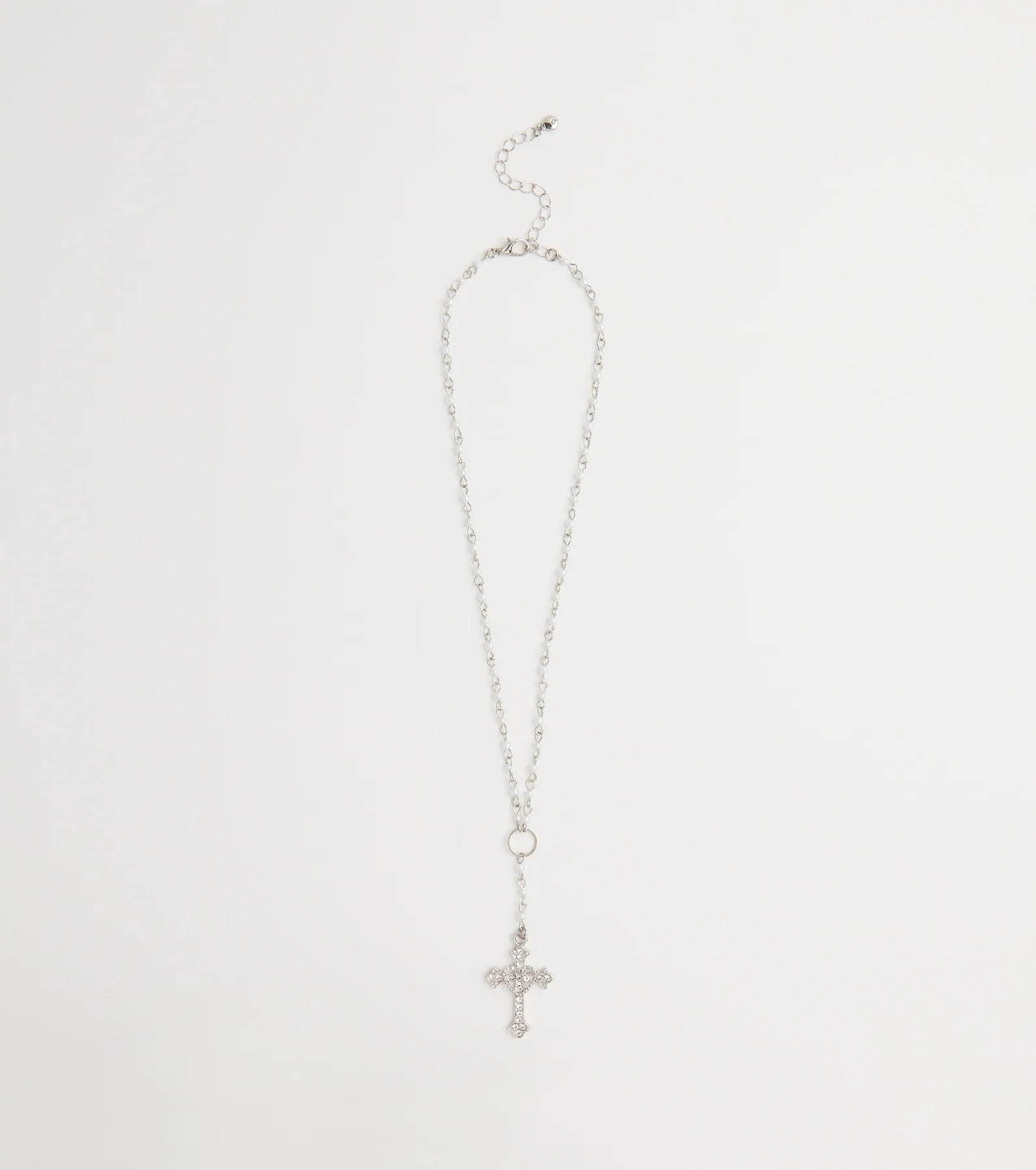 My Path Faux Pearl Cross Necklace