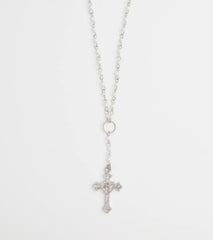 My Path Faux Pearl Cross Necklace