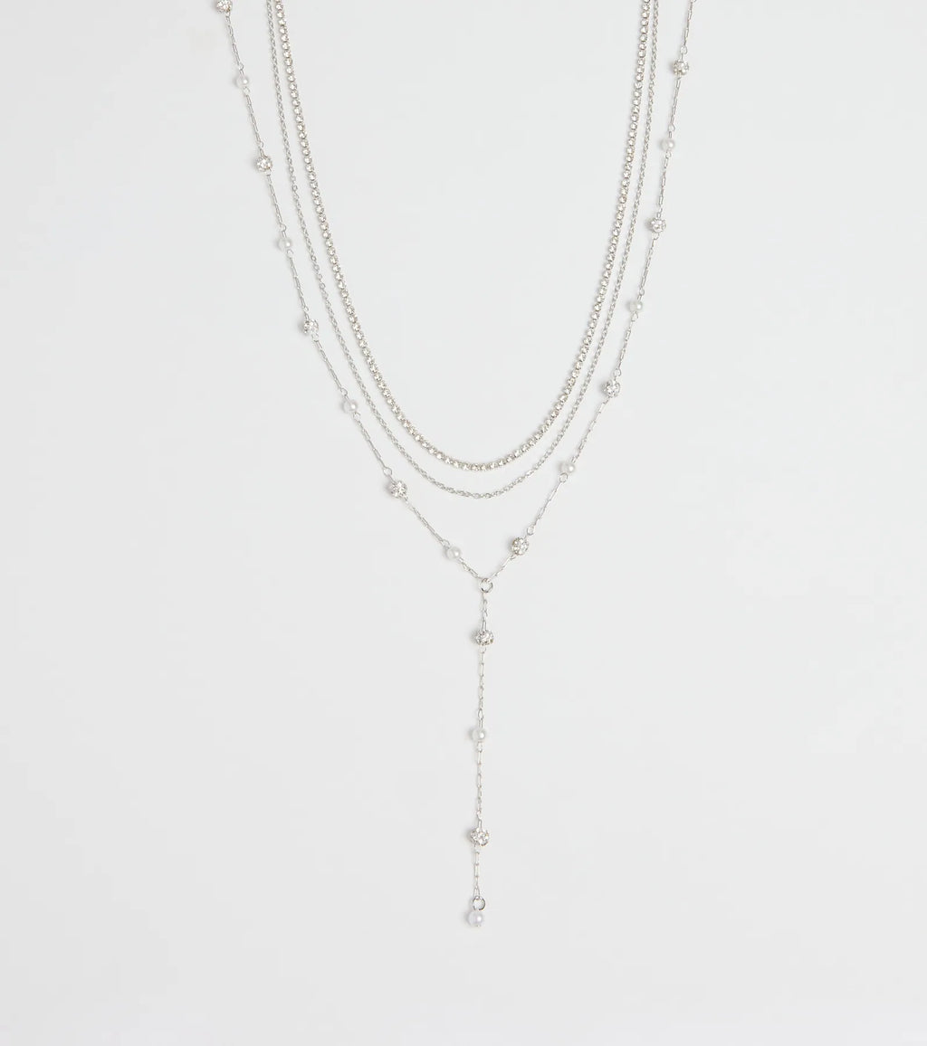 Unforgettable Luxe Rhinestone Pearl Layered Necklace