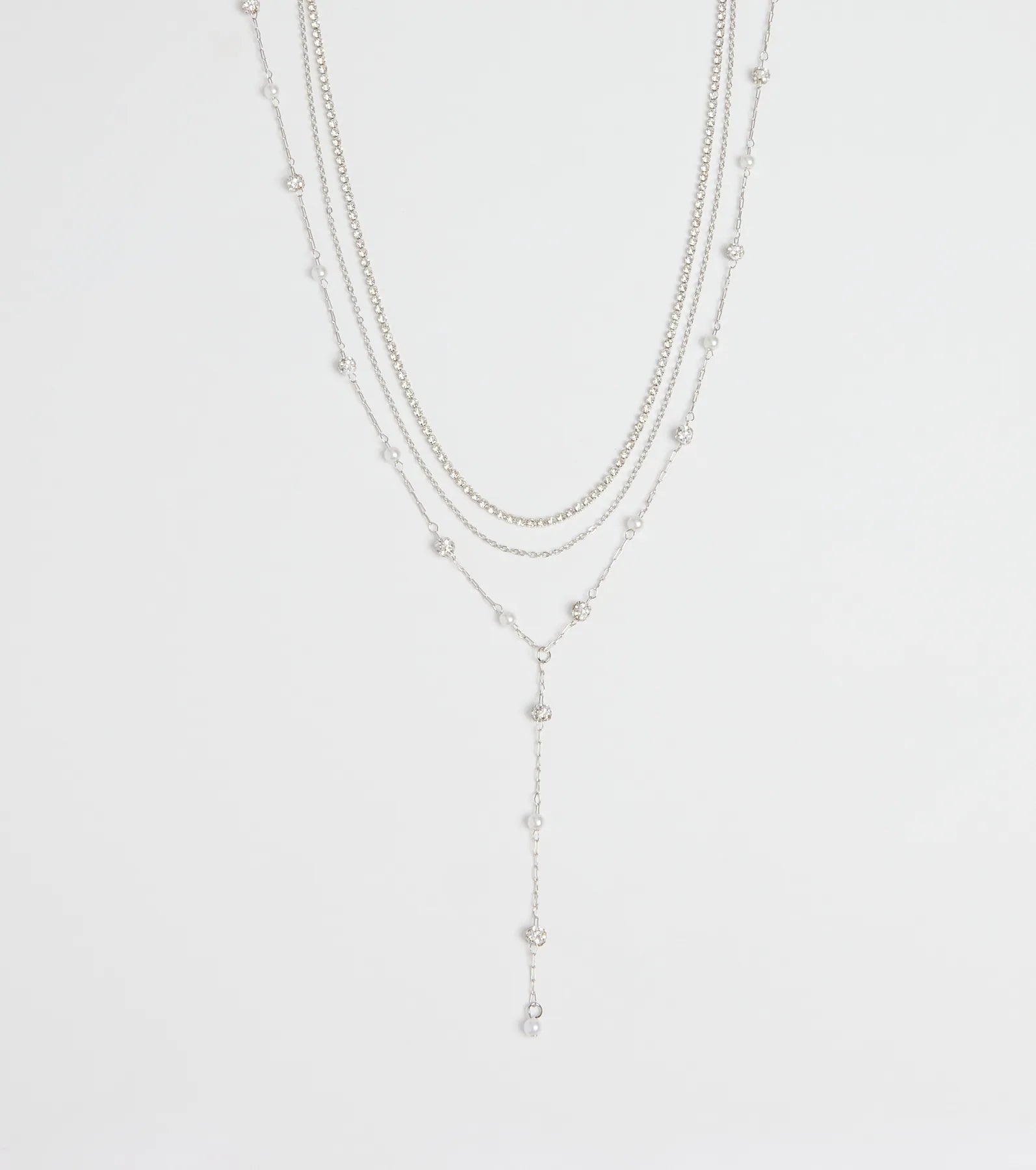 Unforgettable Luxe Rhinestone Pearl Layered Necklace