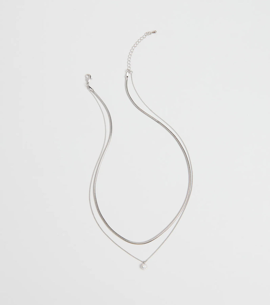 Simple Touch Rhinestone Layered Necklace