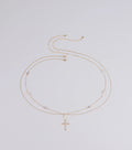 In Full Faith Cross Rhinestone Charm Belly Chain