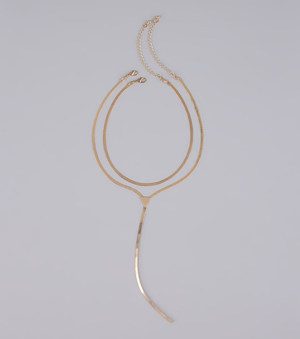 Double Trouble Snake Chain Lariat Necklace Set
