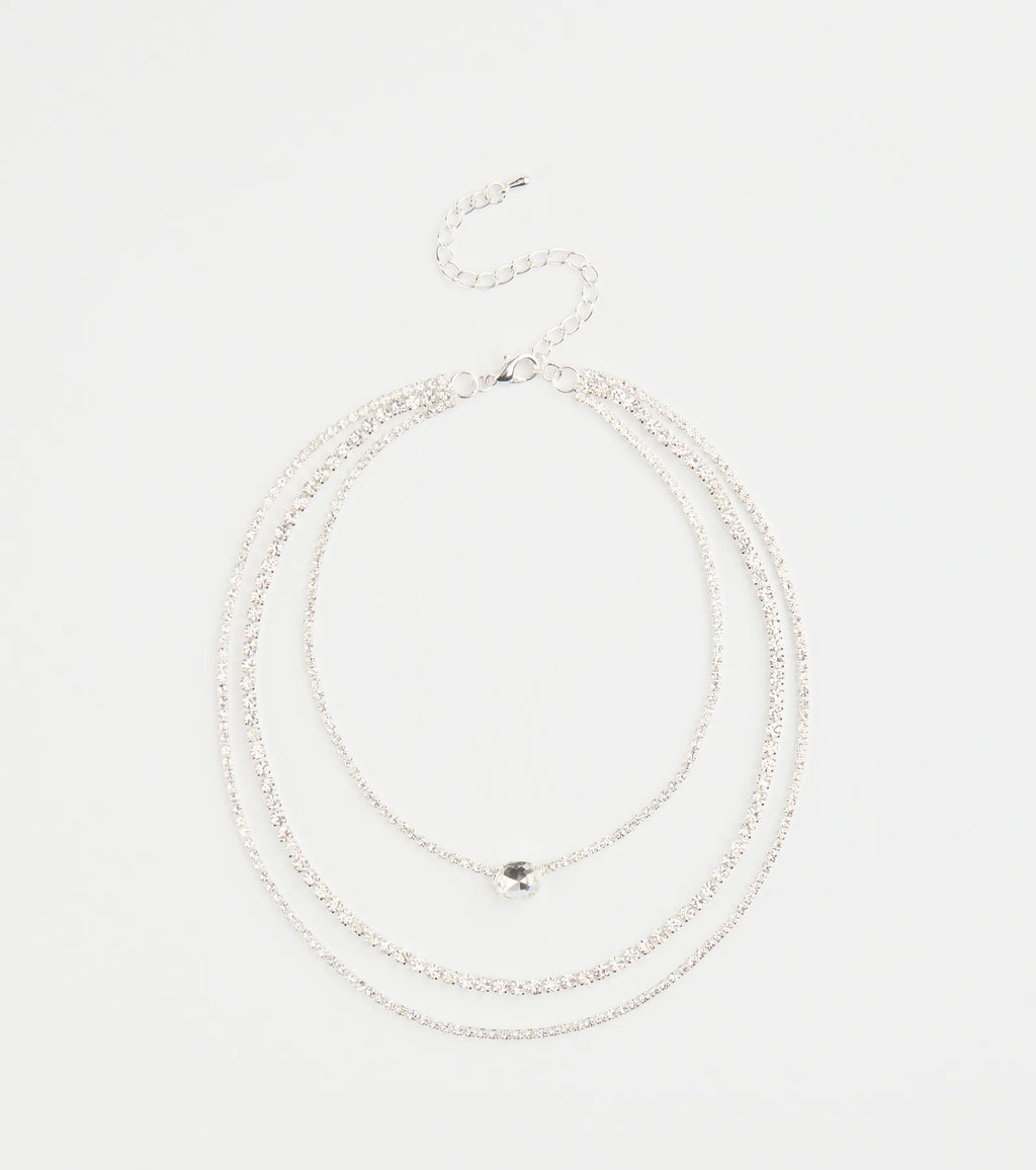 Chic Shine Rhinestone Layered Necklace