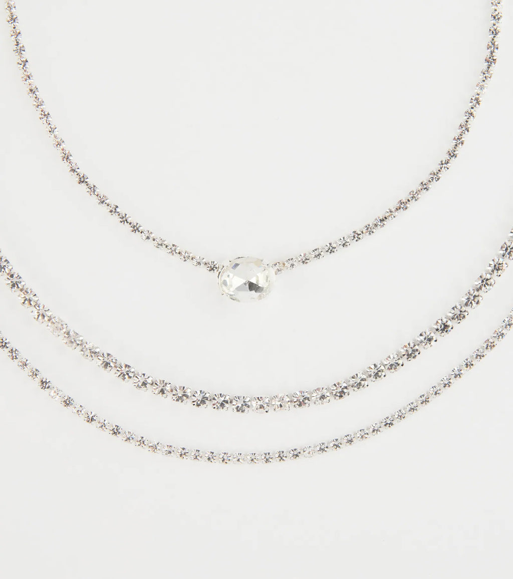 Chic Shine Rhinestone Layered Necklace