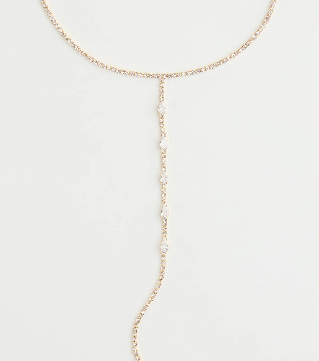 Glam Allure Cubic Zirconia Long Lariat Necklace
