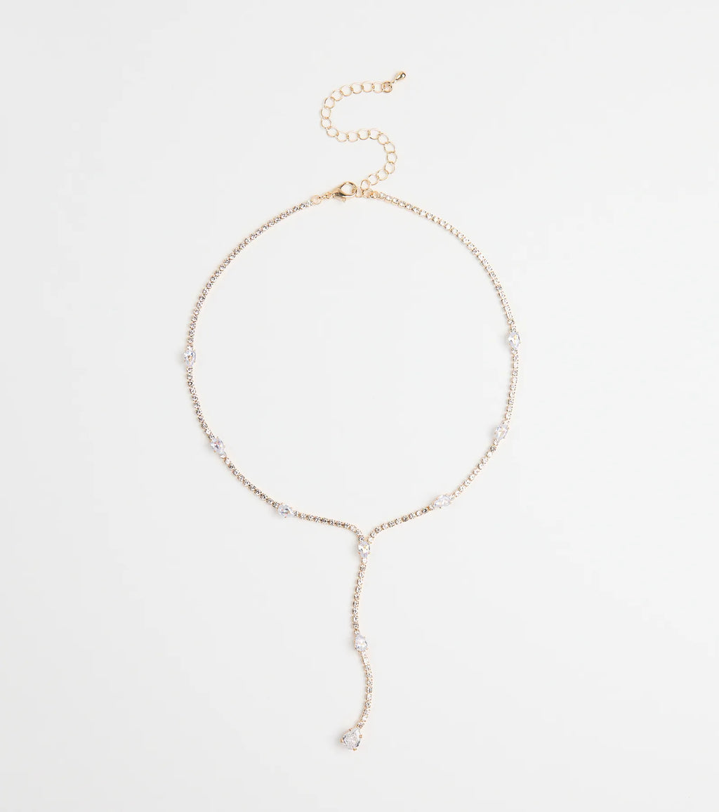 Luxe Aura Cubic Zirconia Lariat Necklace