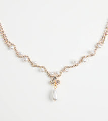 Chic Elegance Rhinestone And Pearl Necklace