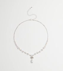 Chic Elegance Rhinestone And Pearl Necklace