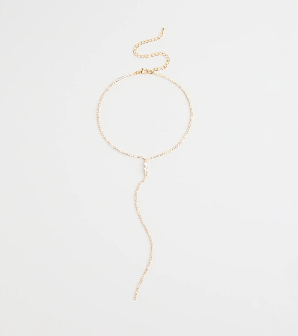 Chic Cubic Zirconia Choker Lariat Necklace