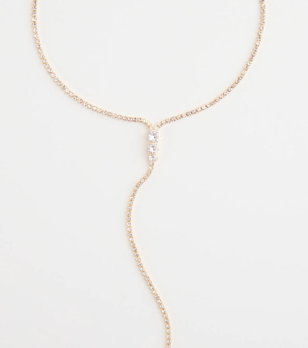 Chic Cubic Zirconia Choker Lariat Necklace