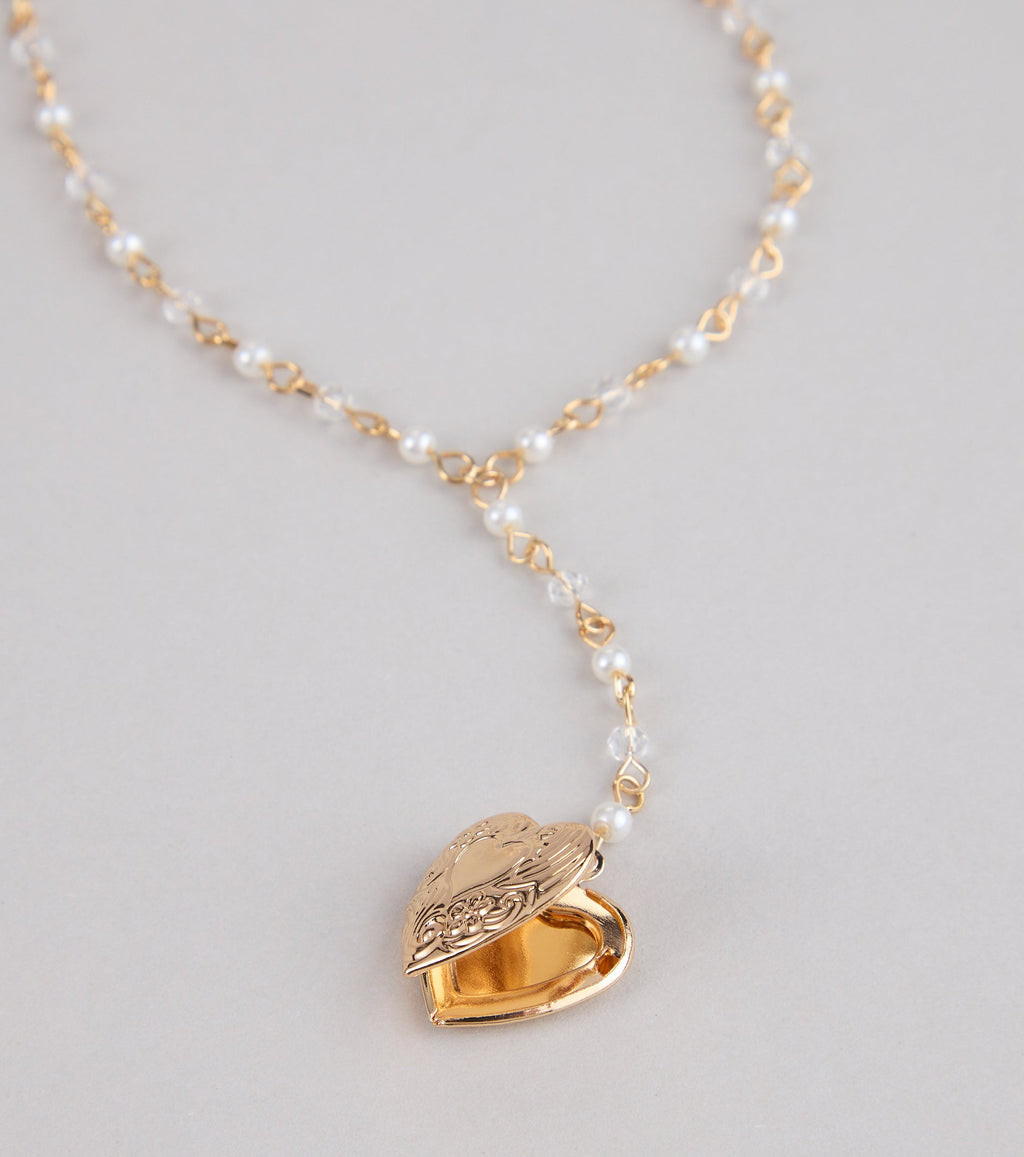 Heart To Heart Pearl Chain Locket Necklace