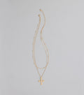Divinely Draped Dainty Layered Cross Necklace