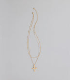 Divinely Draped Dainty Layered Cross Necklace