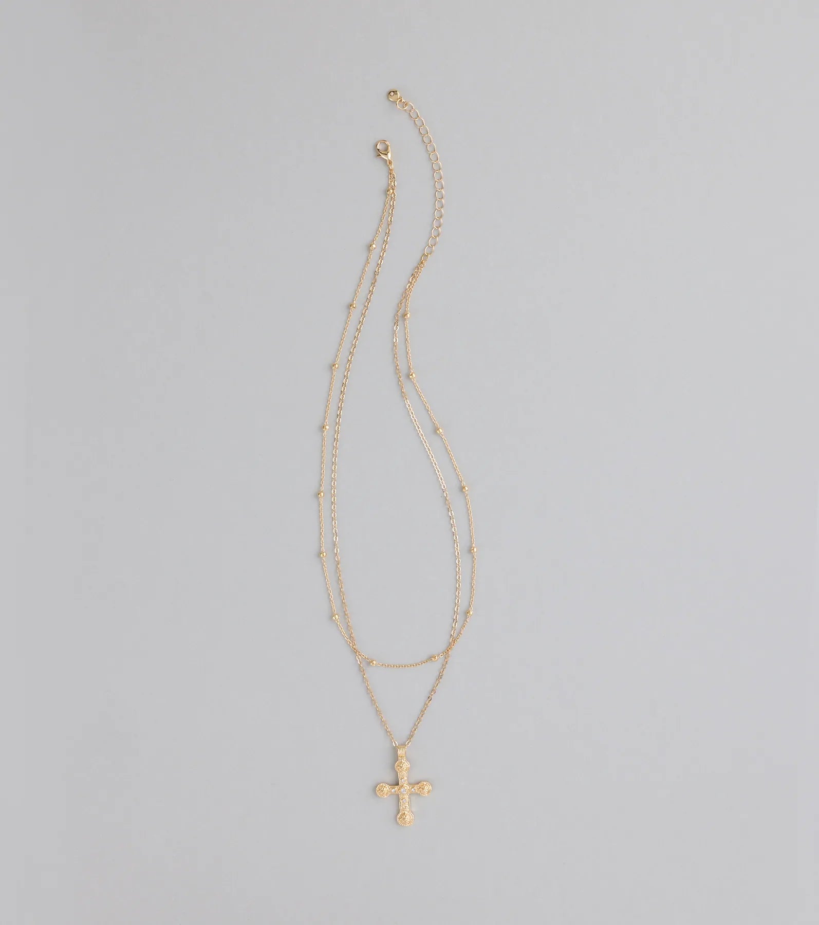Divinely Draped Dainty Layered Cross Necklace