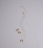 So Charming Bow Necklace And Stud Earrings Set
