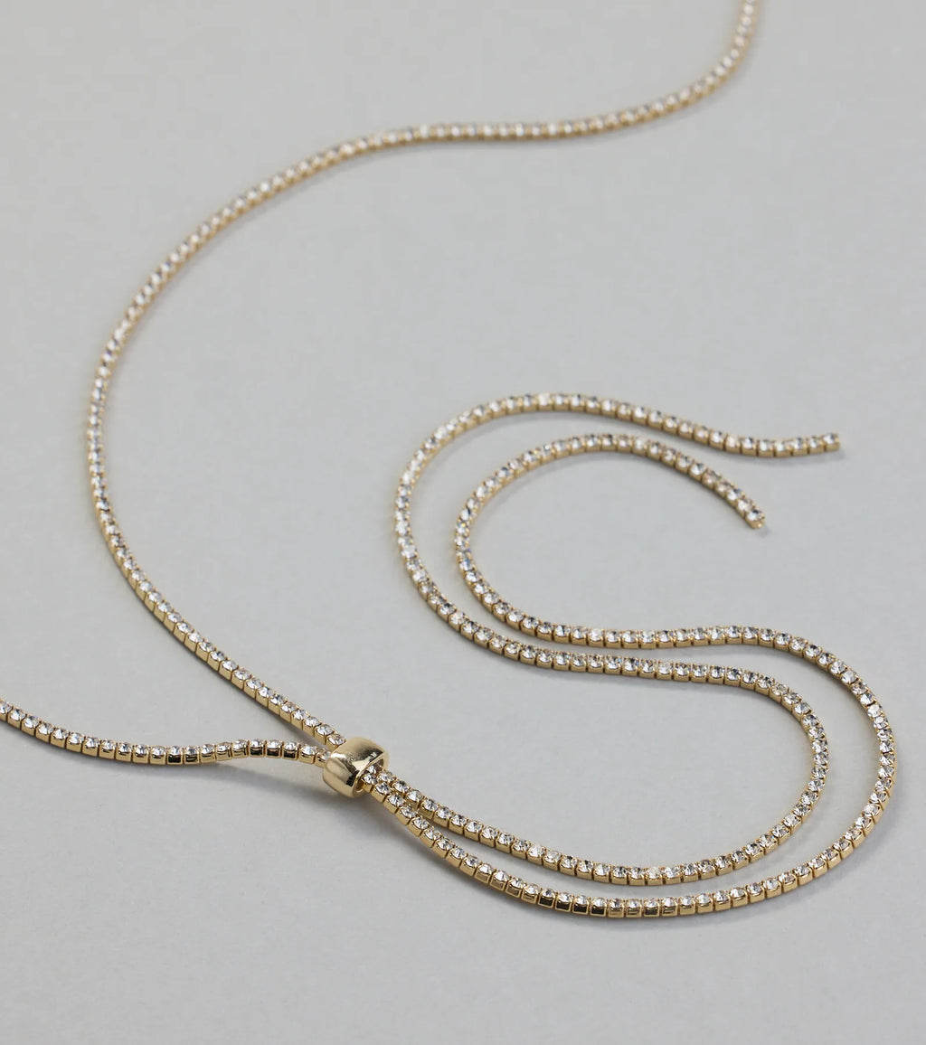 Luxe Glimmer Rhinestone Long Necklace