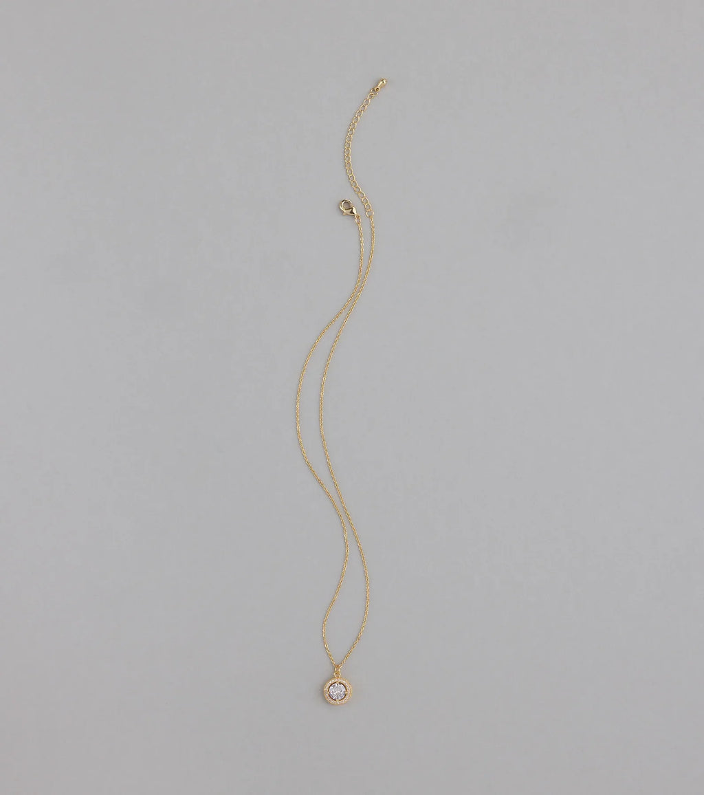 Radiant 14K Plated Cubic Zirconia Charm Necklace