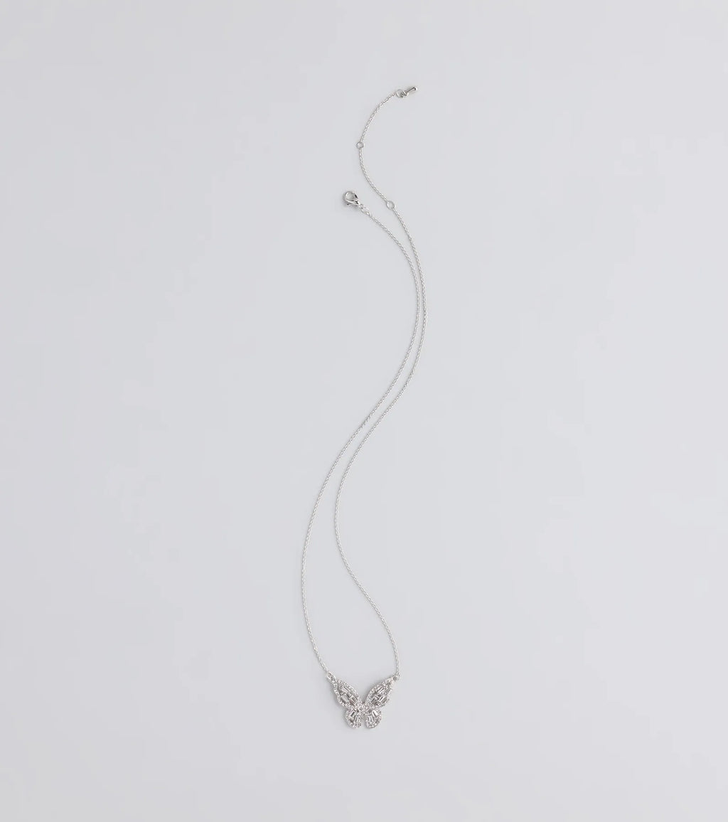 Dainty Beauty Rhinestone Butterfly Necklace