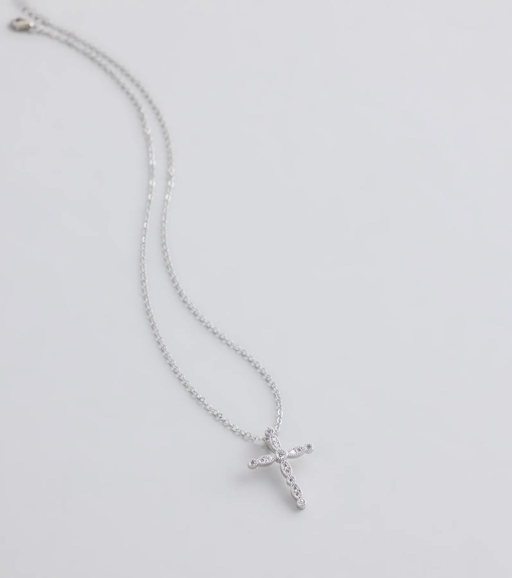 Divine Sparkle Cubic Zirconia Cross Necklace
