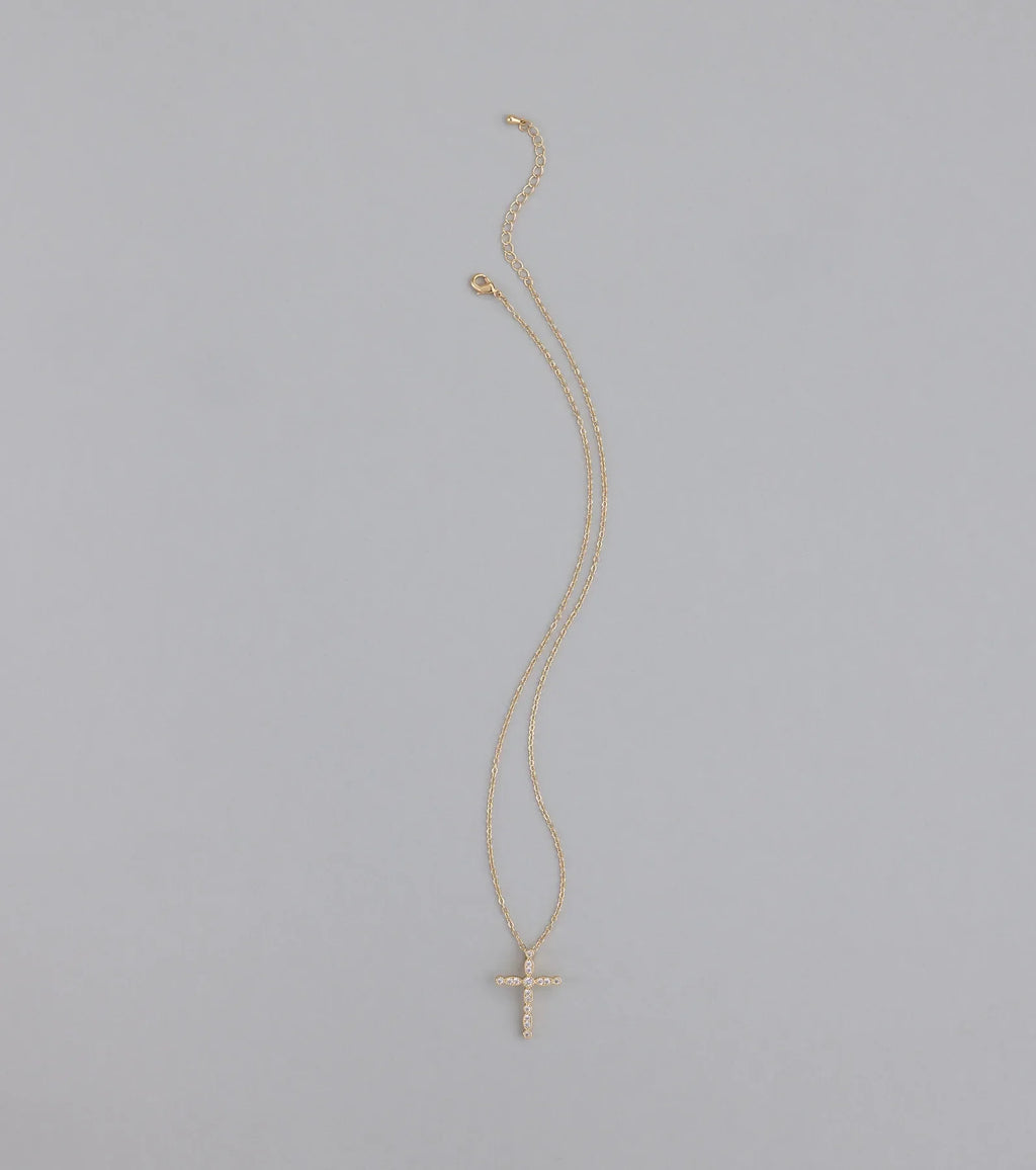 Divine Sparkle Cubic Zirconia Cross Necklace