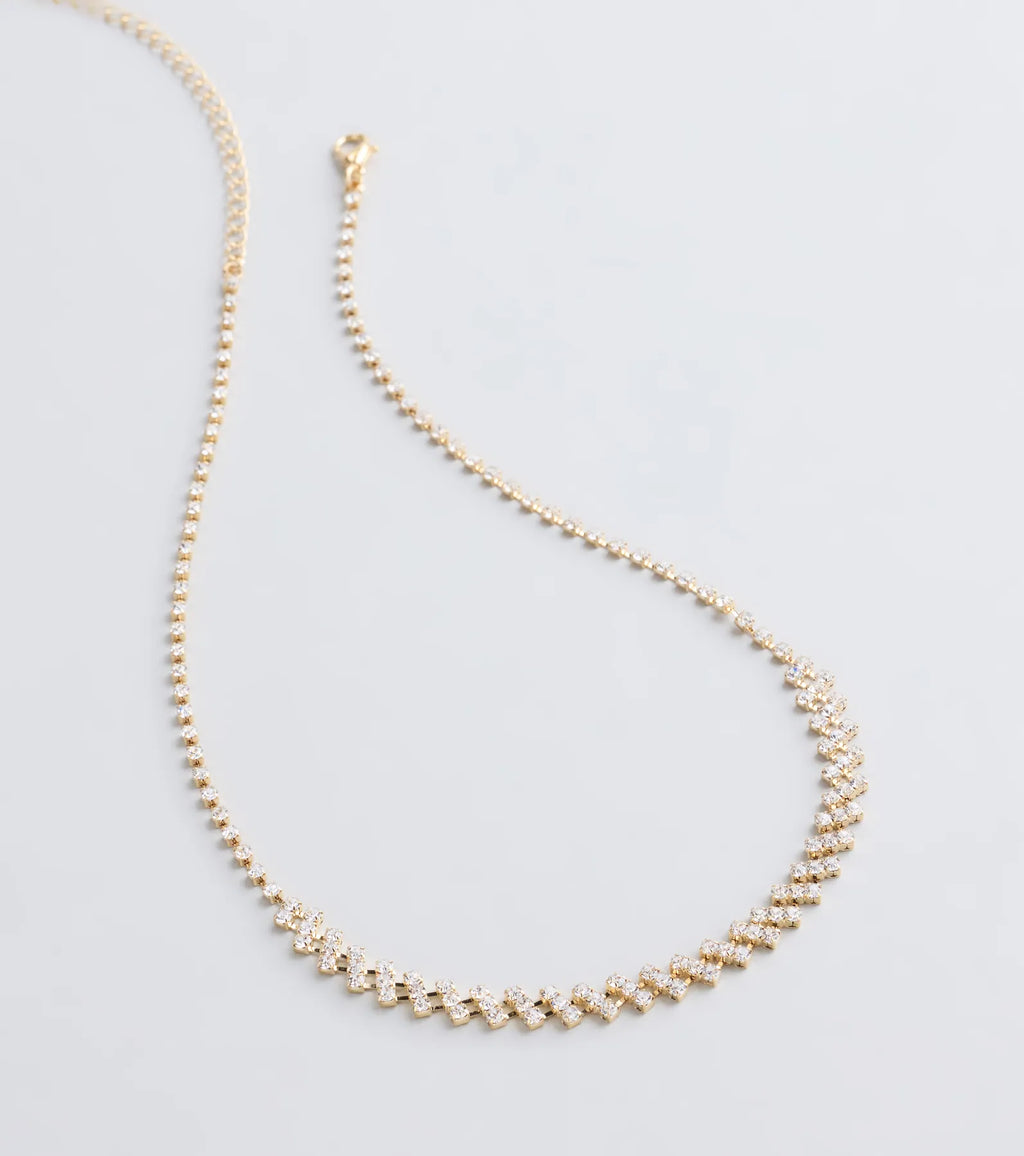 Hidden Gem Rhinestone Bar Necklace