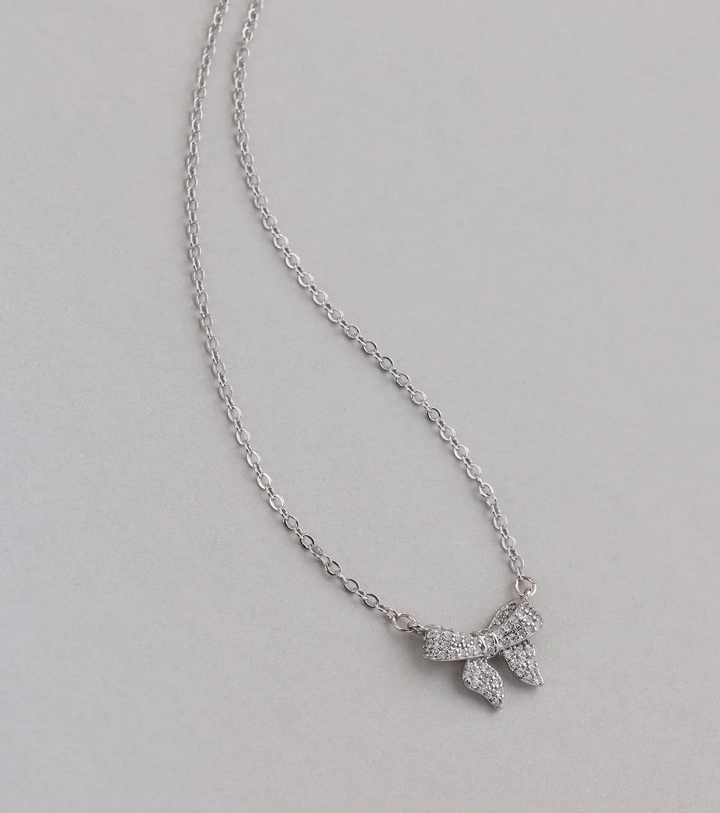 Chic Perfection Cubic Zirconia Bow Necklace