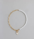 Trendy Charm Pearl Paperclip Chain Necklace