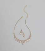 Glam Marquise Rhinestone Necklace And Earrings Set