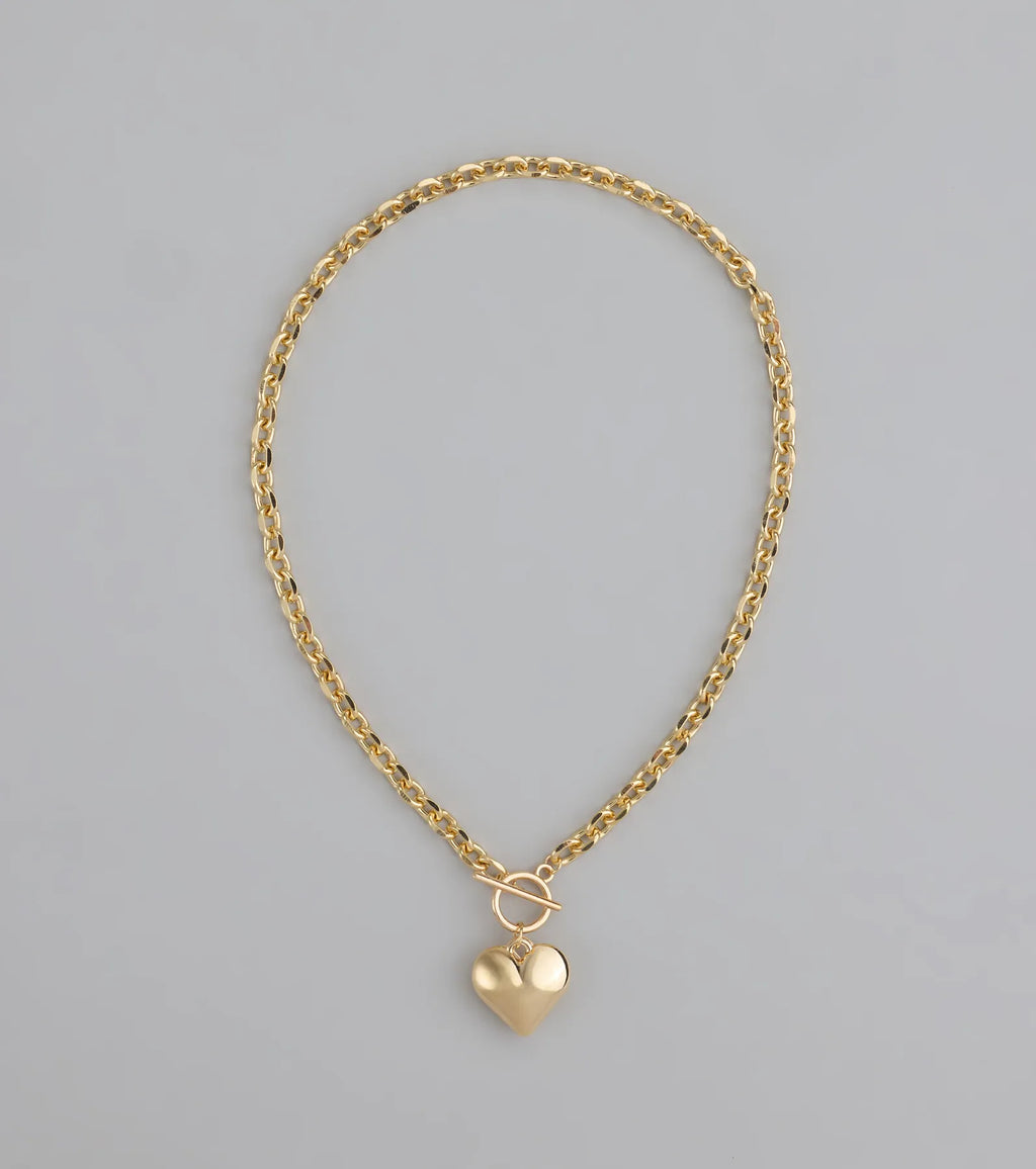 So Adorable Heart Charm Chain Necklace