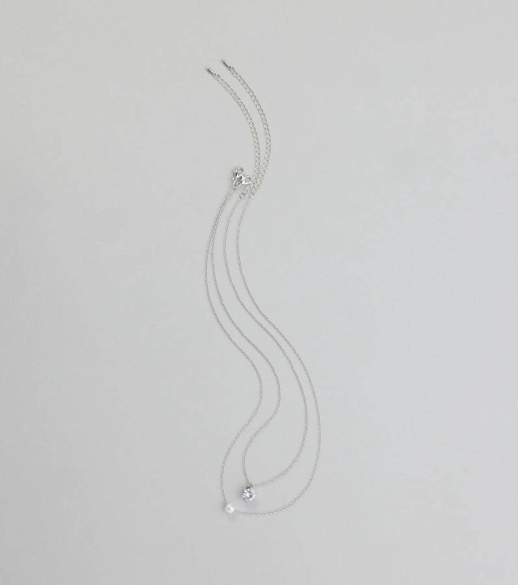 All About Luxe Pearl Cubic Zirconia Charm Necklace