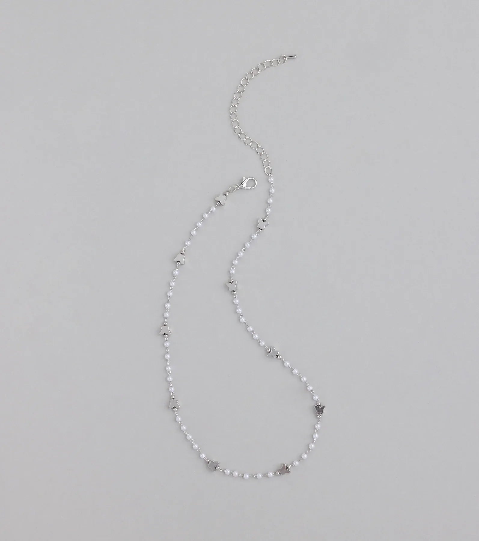 Cute Dainty Butterfly Pearl Beaded Necklace