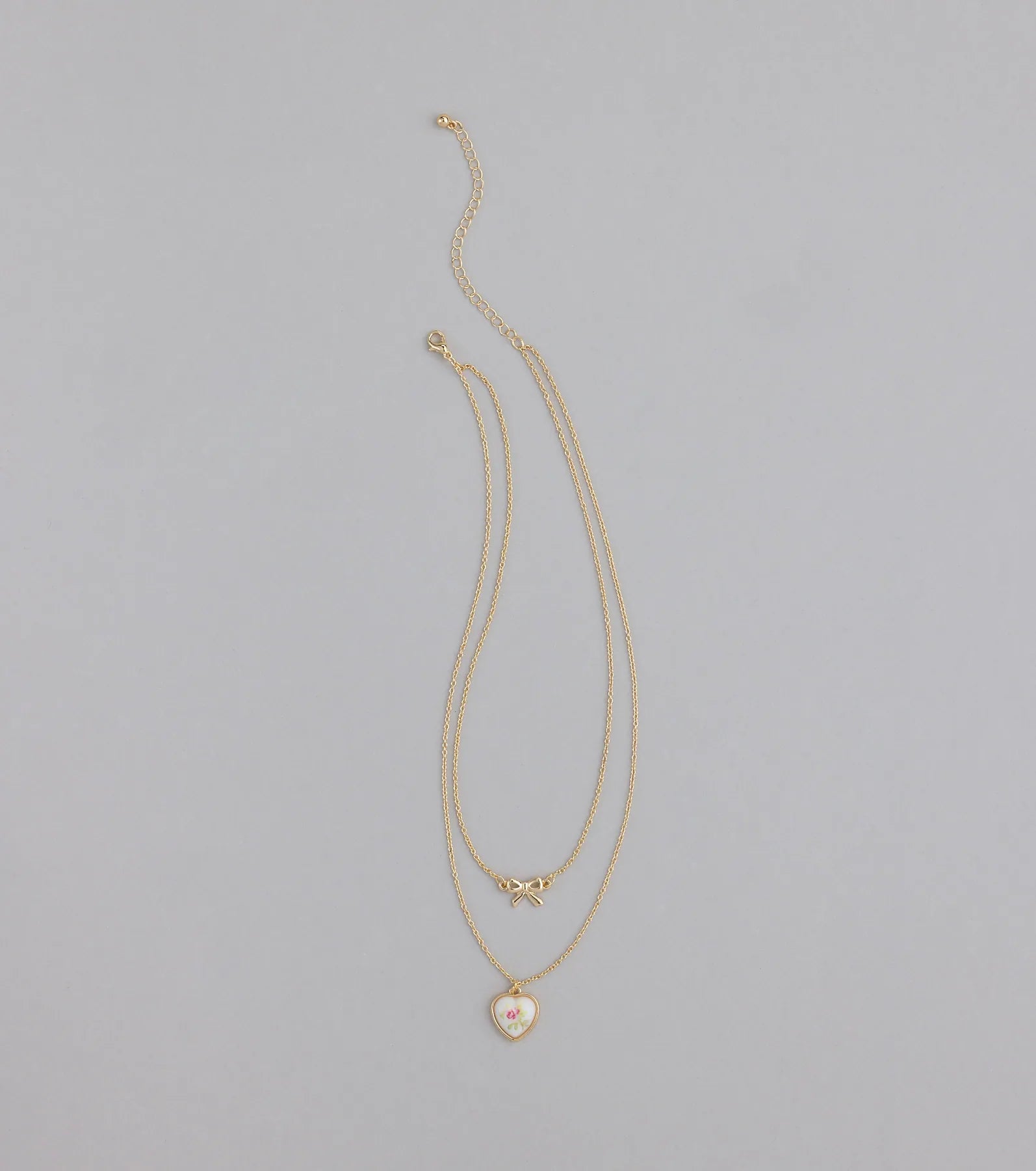 From The Heart Bow Layered Necklace