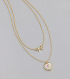 From The Heart Bow Layered Necklace